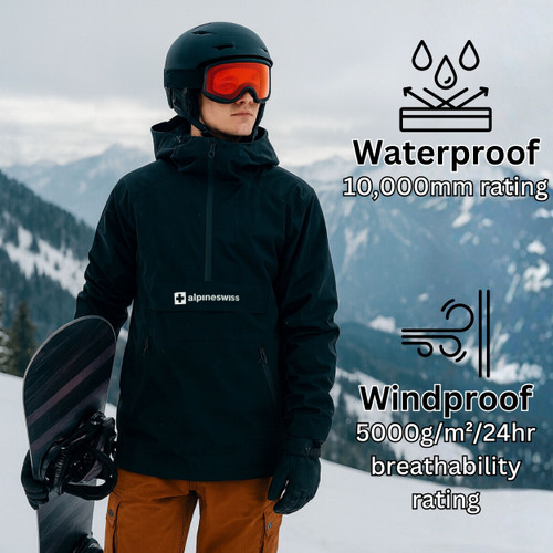 Alpine Swiss Mens Snowboard Jacket 10K Waterproof Hooded Ski Shell